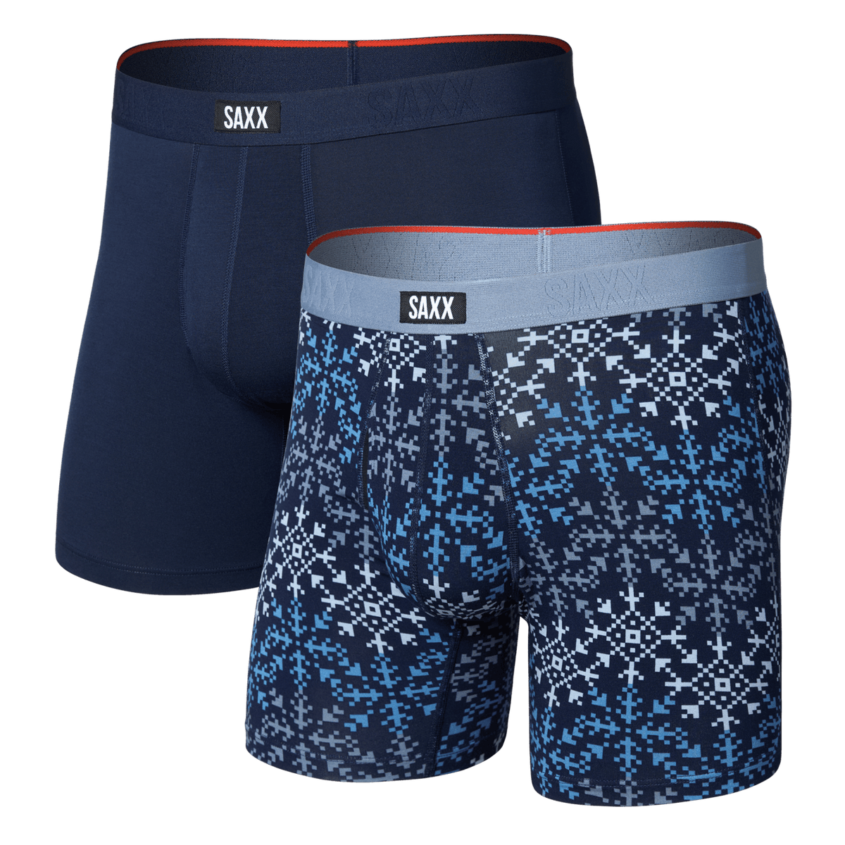 SAXX Vibe Xtra 2-Pack Soft Comfort Boxer Brief 6" – Snowflake Chevron / Maritime