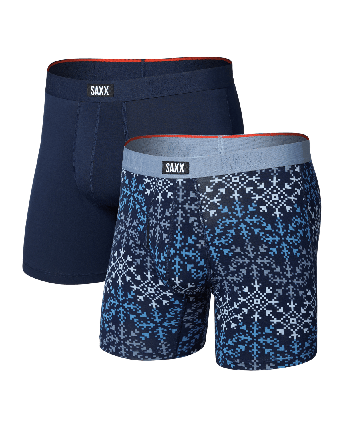 SAXX Vibe Xtra 2-Pack Soft Comfort Boxer Brief 6" – Snowflake Chevron / Maritime