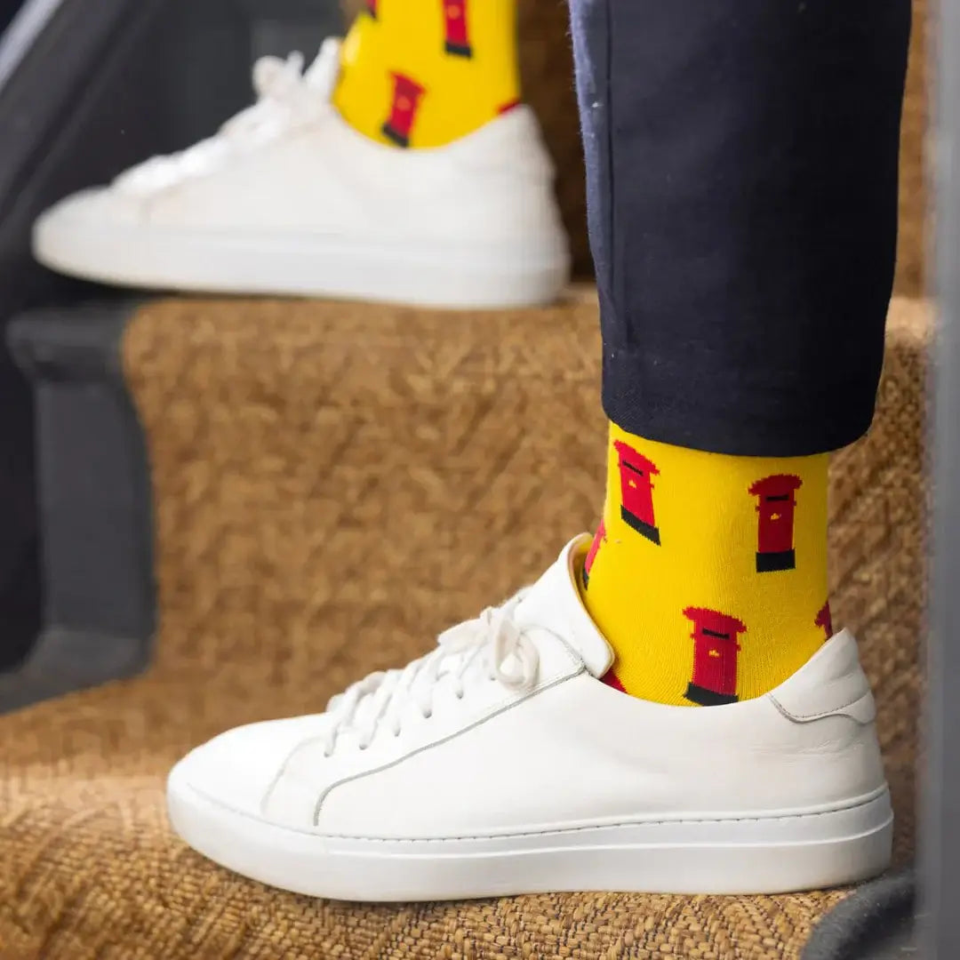 Swole Panda Men's Red Post Box Bamboo Socks - UK ( 7-11 )