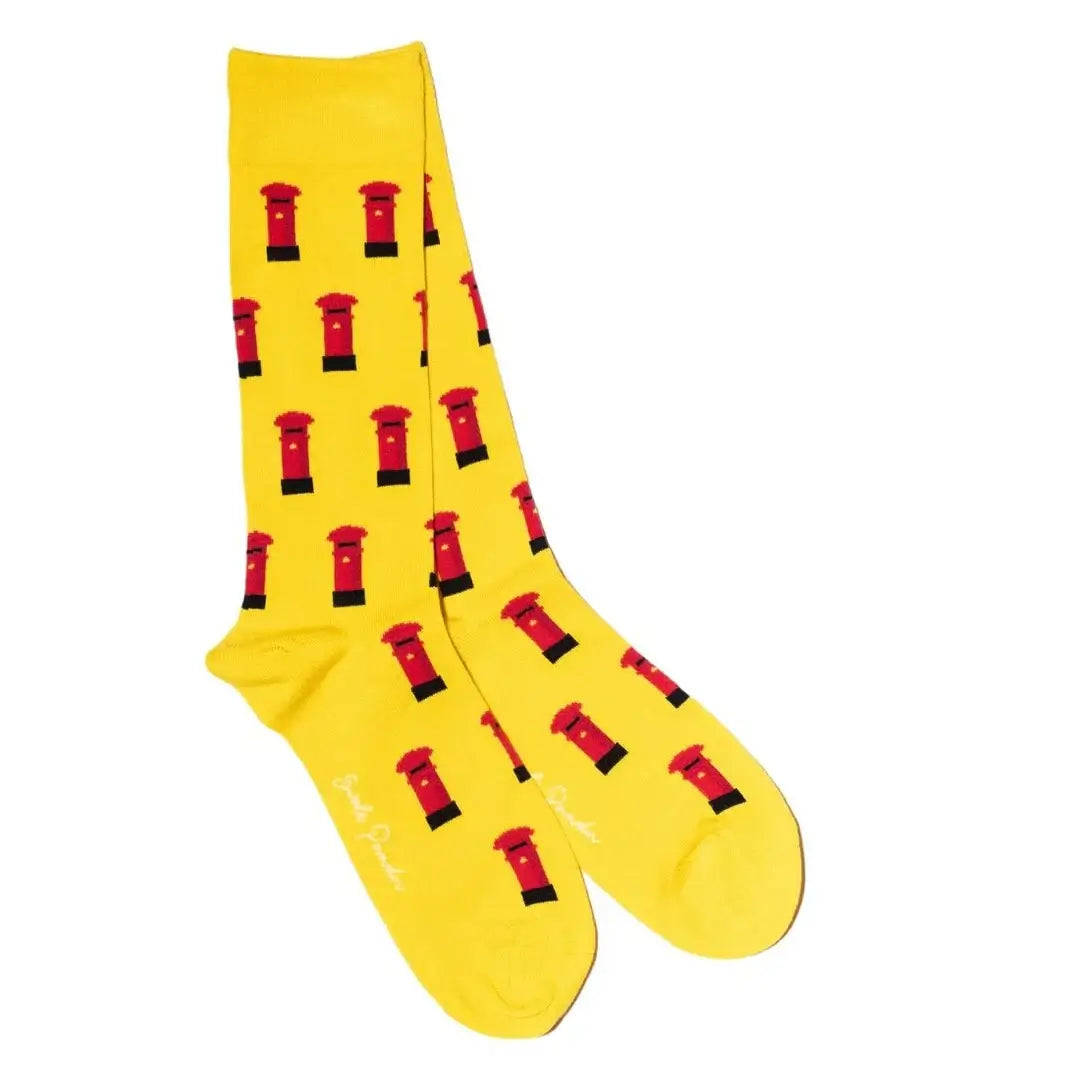 Swole Panda Men's Red Post Box Bamboo Socks - UK ( 7-11 )
