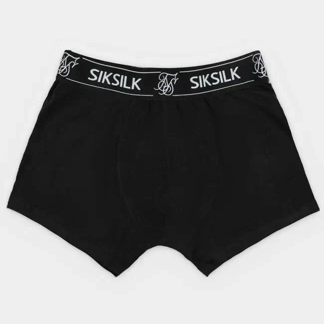 Siksilk Black 3 Pack Logo Cotton Stretch Boxer - Black
