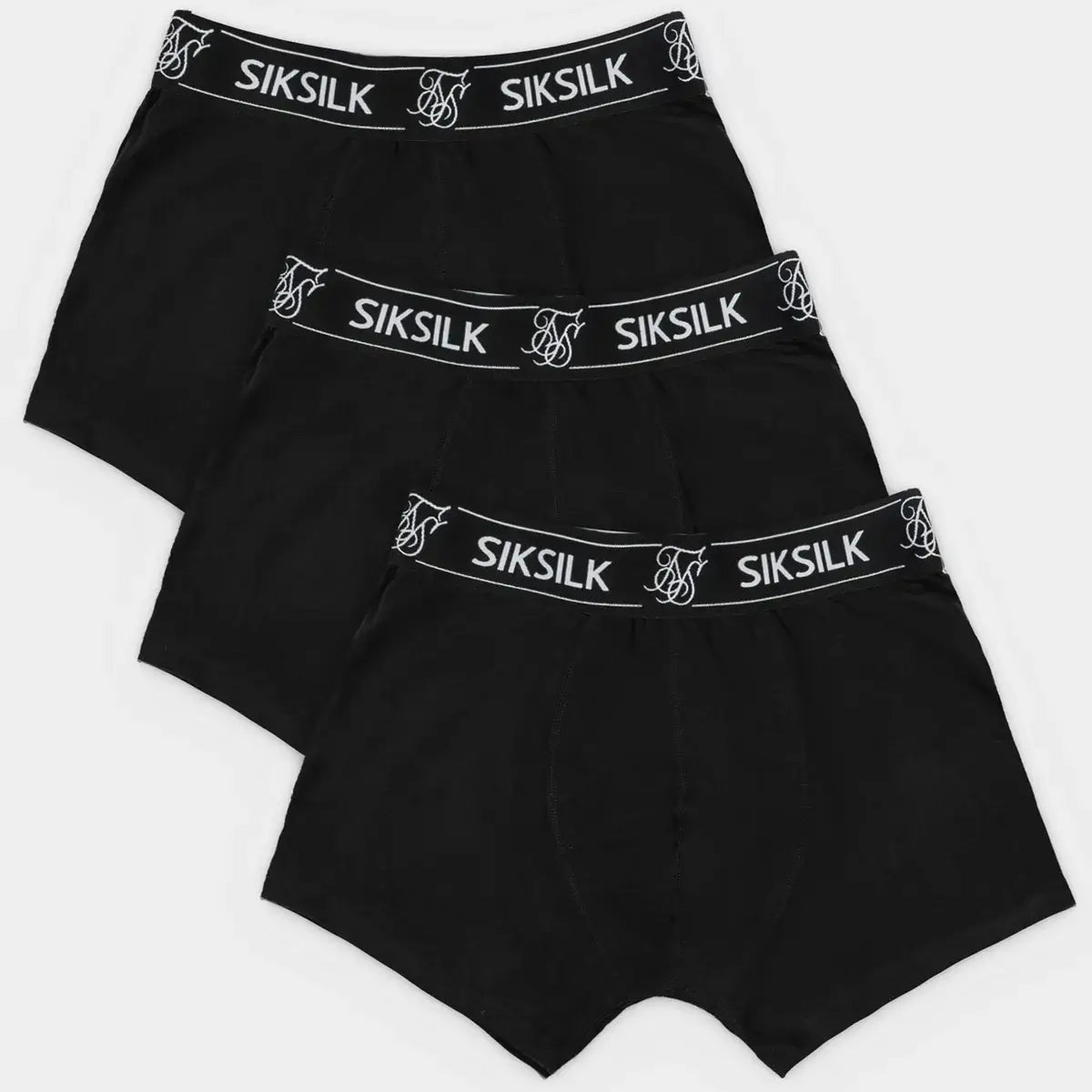 Siksilk Black 3 Pack Logo Cotton Stretch Boxer - Black
