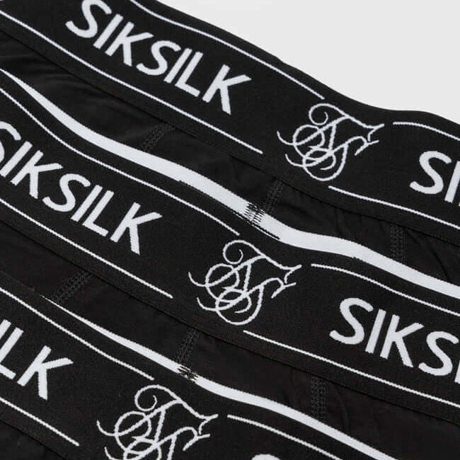Siksilk Black 3 Pack Logo Cotton Stretch Boxer - Black