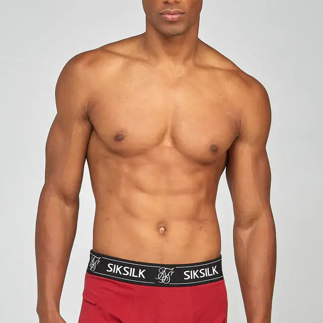 Siksilk 3 Pack Logo Cotton Stretch Boxer - Black, Navy, Burgundy