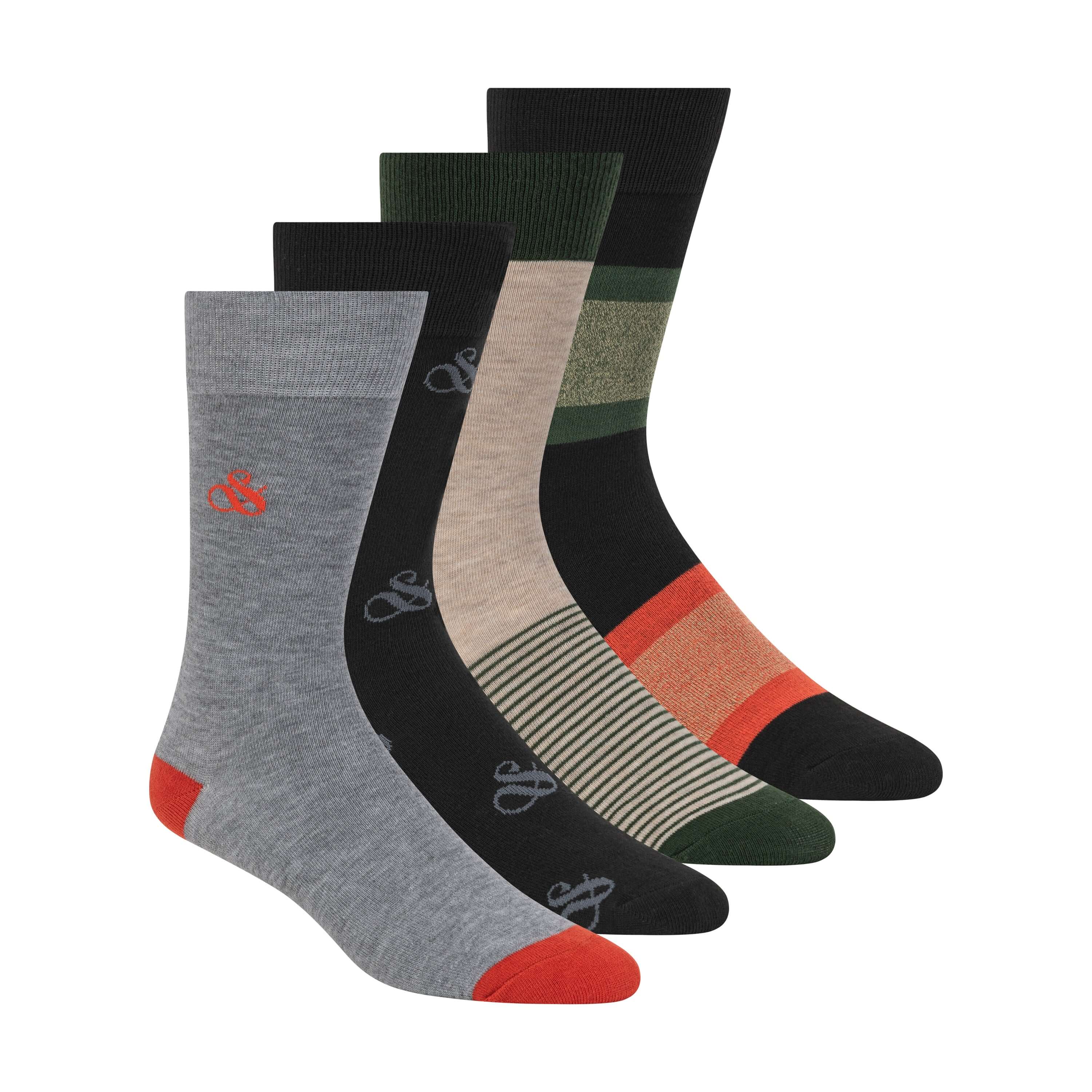 Scotch & Soda Men’s 4 Pack Half Terry Crew Socks Gift Box – Grey