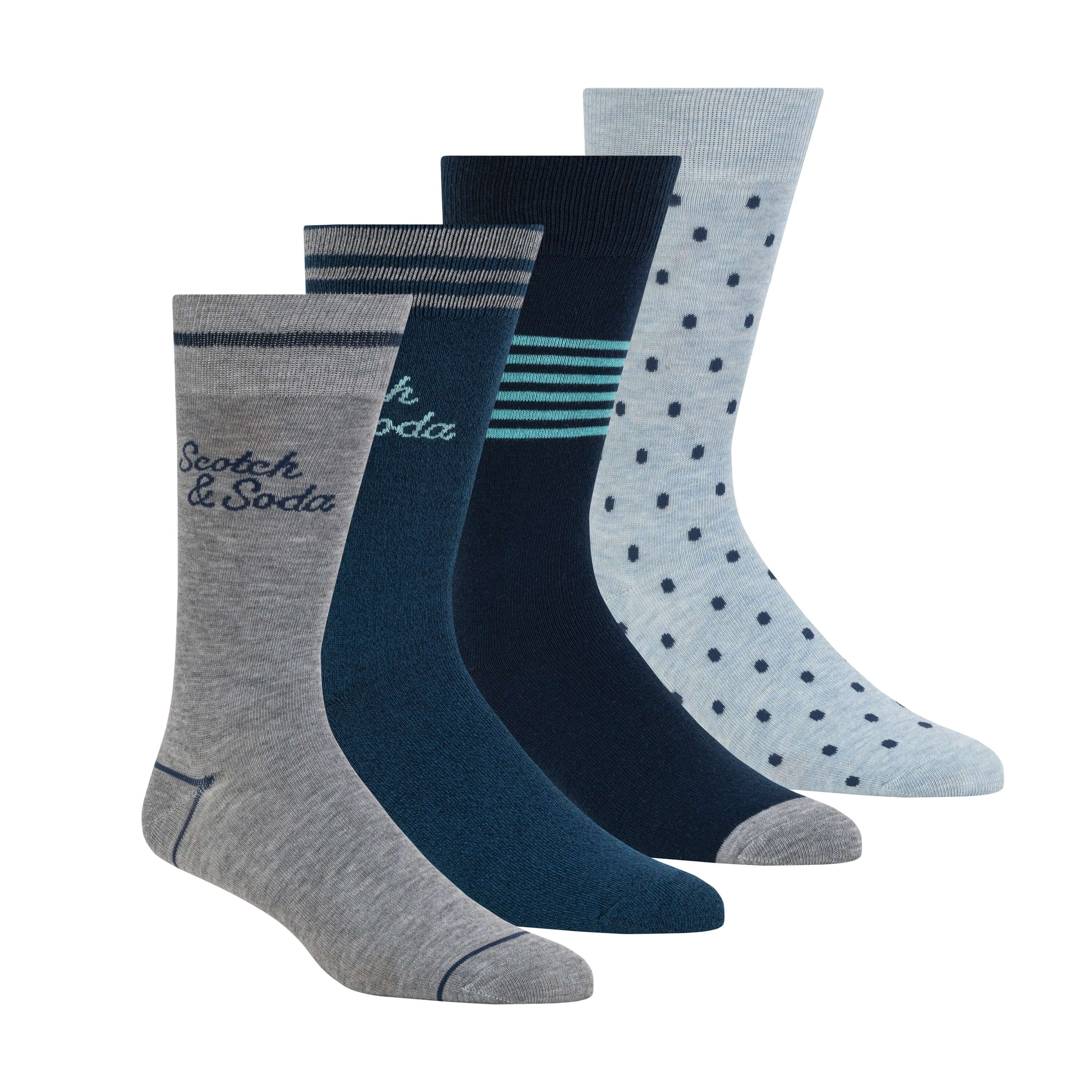 Scotch & Soda Men’s 4 Pack Half Terry Crew Socks Gift Box – UK 7-11