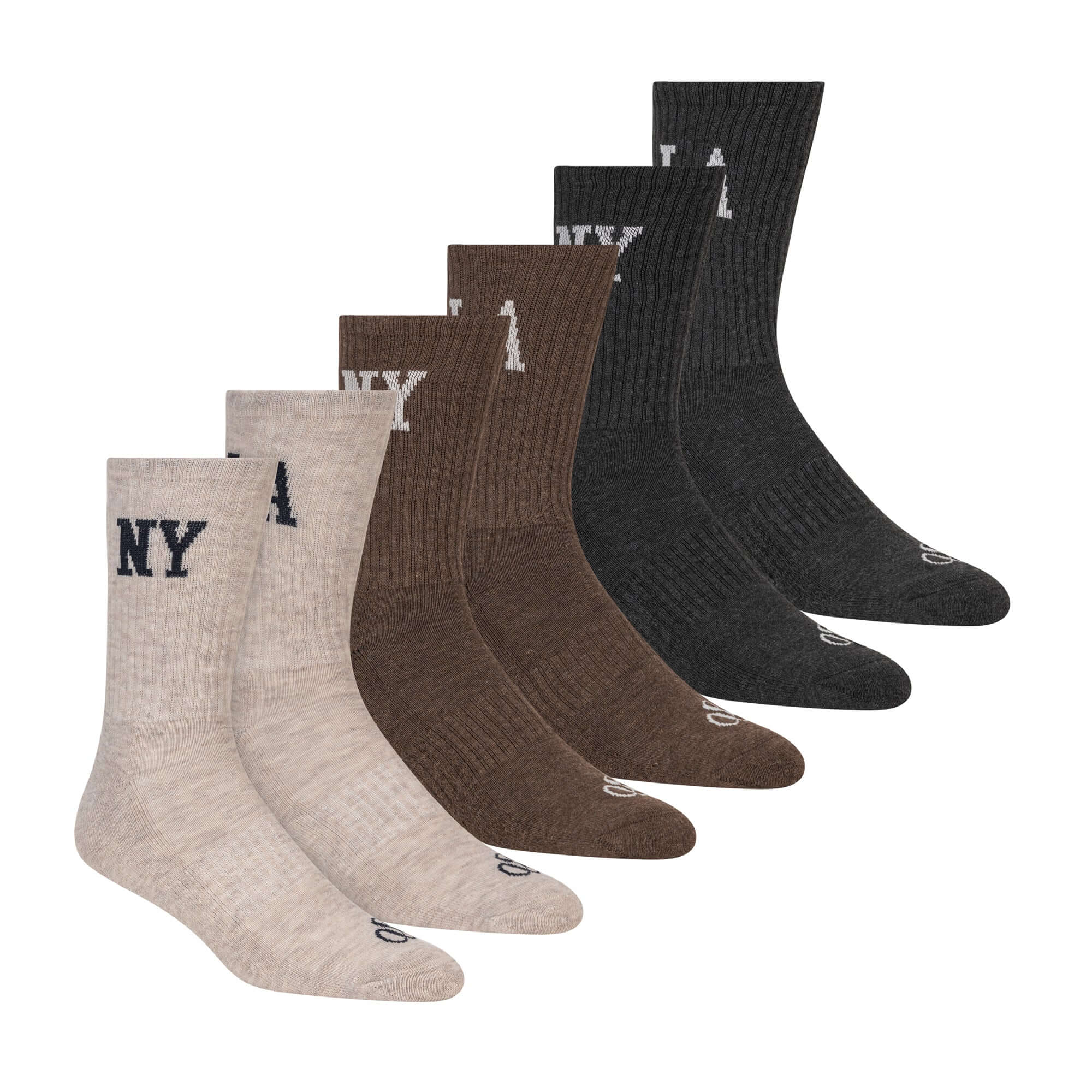 Scotch & Soda Men’s 6 Pack Half Terry Crew Socks – Ivory, Brown, Charcoal