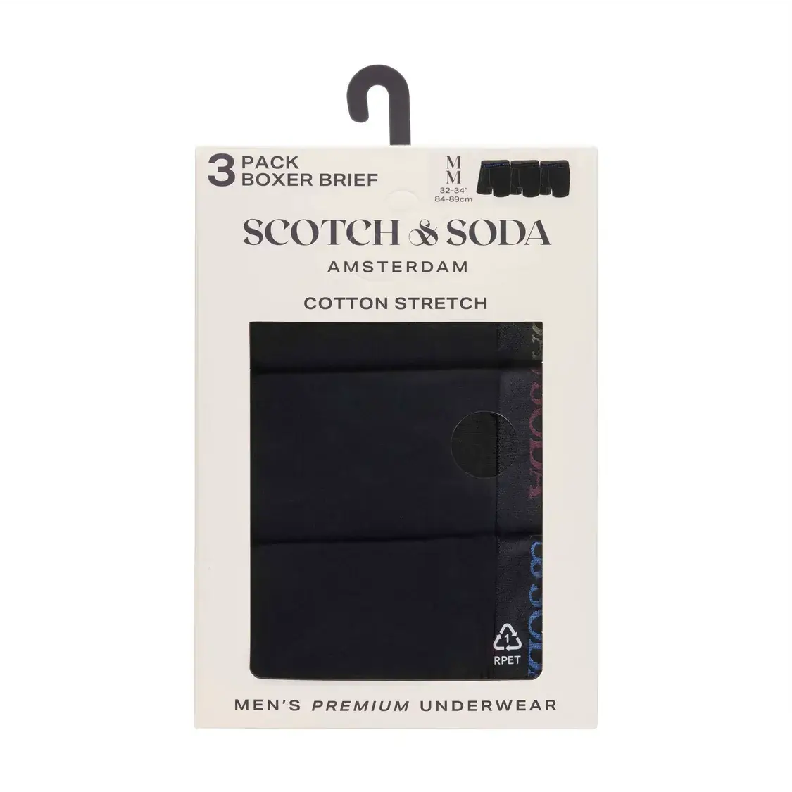 Scotch & Soda Men's 3 Pack Cotton Stretch Boxer Briefs – Black/Bright