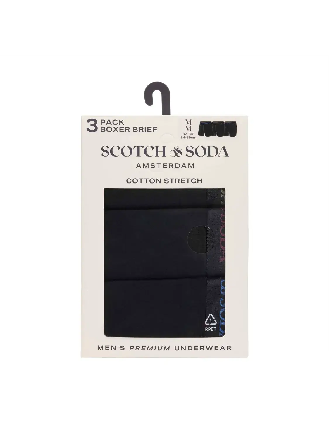 Scotch & Soda Men's 3 Pack Cotton Stretch Boxer Briefs – Black/Bright