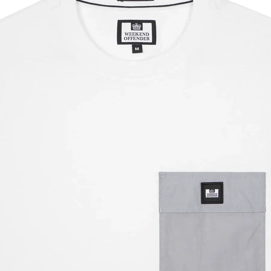 Weekend Offender Stiniva T-Shirt White/Smokey Grey – Contrast Parachute Pocket