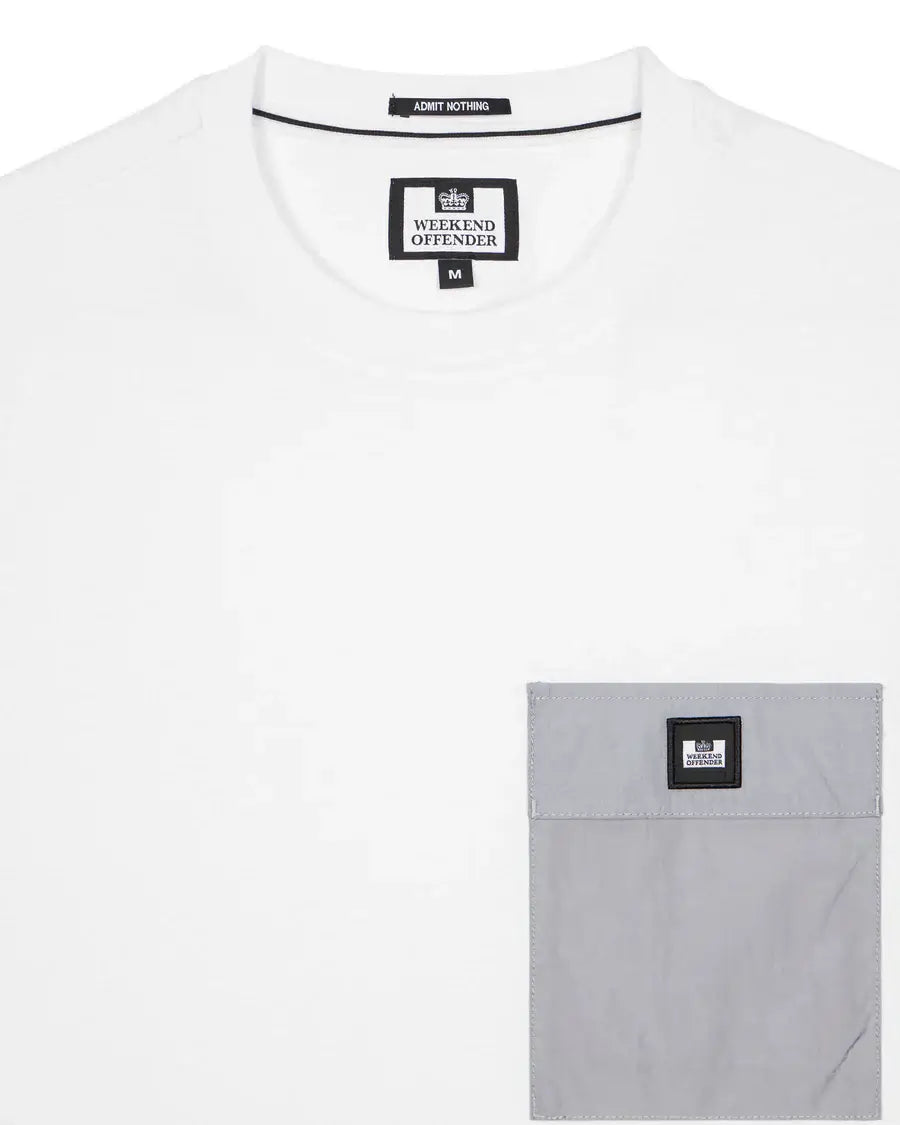 Weekend Offender Stiniva T-Shirt White/Smokey Grey – Contrast Parachute Pocket