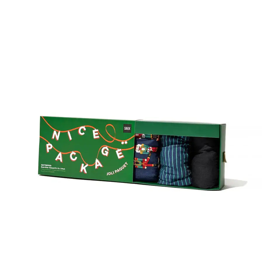 Saxx Underwear Day Tripper 3 Pack Boxer briefs Gift Box - Nut Cracker / Stripes / Black