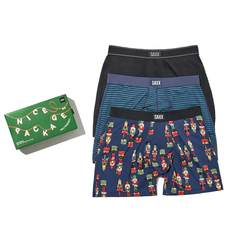 Saxx Underwear Day Tripper 3 Pack Boxer briefs Gift Box - Nut Cracker / Stripes / Black