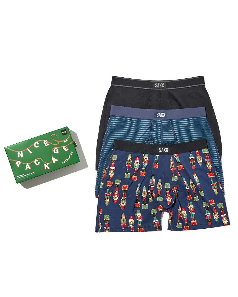 Saxx Underwear Day Tripper 3 Pack Boxer briefs Gift Box - Nut Cracker / Stripes / Black