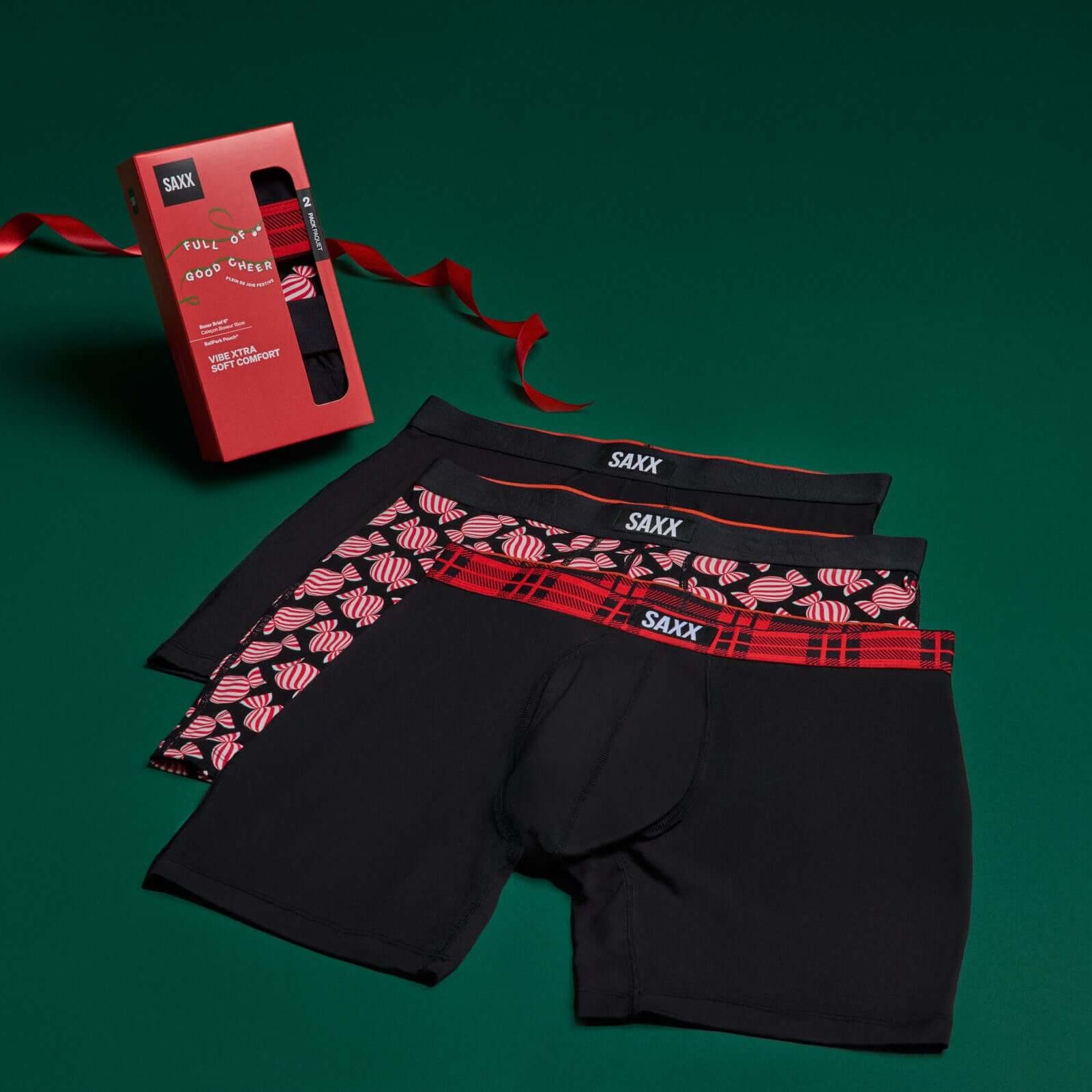 Saxx Vibe Xtra 3 Pack Soft Comfort Boxer Brief 6" – Sweet Stripe / Check WB / Black