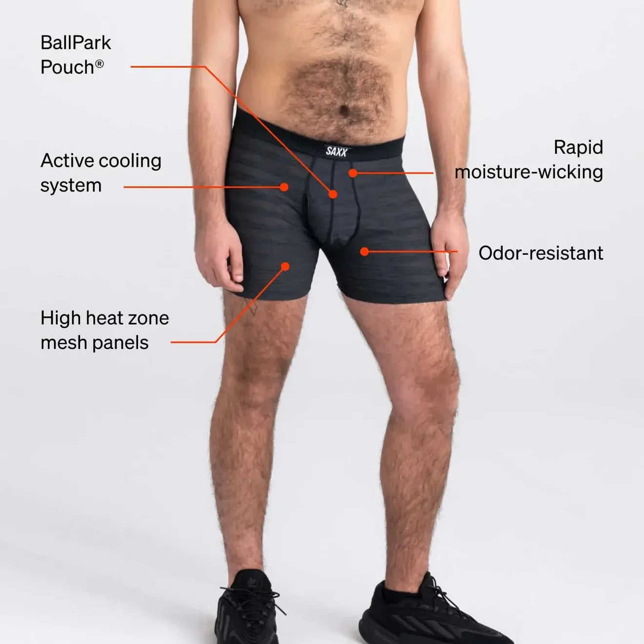 Saxx Underwear DropTemp® Cooling Mesh Performance Boxer Briefs- Dark Denim Heather