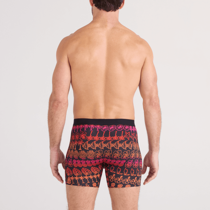 Saxx Comfort Stretch Daytripper 1 Pack Boxer Briefs, Tropical Line Up, Black