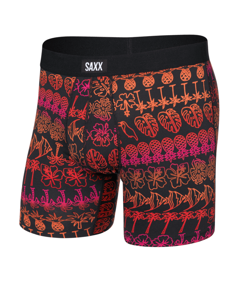 Saxx Comfort Stretch Daytripper 1 Pack Boxer Briefs, Tropical Line Up, Black