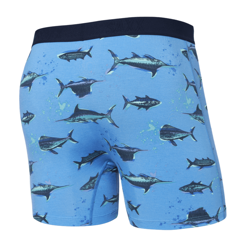 Saxx Ultra Super Soft Comfort Blend Boxer Briefs - Fish ON - Sail Blue