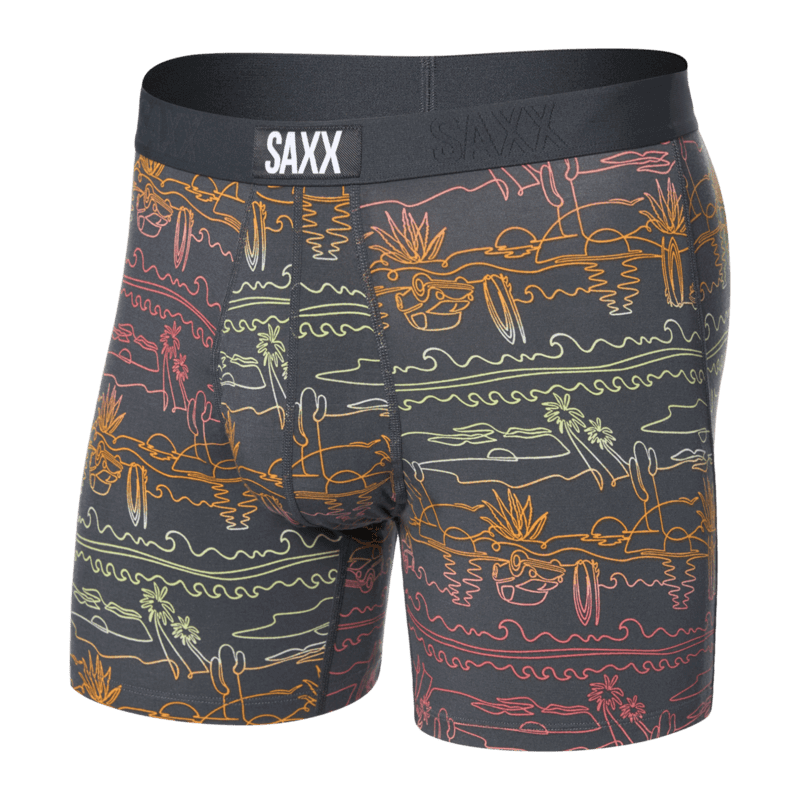 Saxx Ultra Super Soft Comfort Blend Boxer Briefs - Summer Roadtrip - Ebony