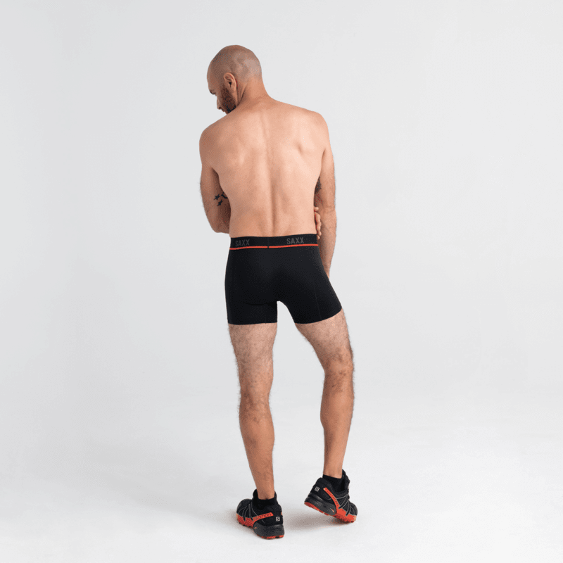 Saxx Kinetic Light Compression Mesh Boxer Briefs - Black/Vermillion