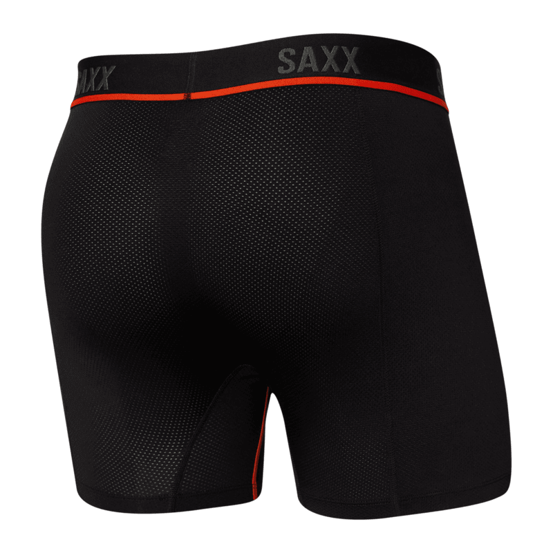 Saxx Kinetic Light Compression Mesh Boxer Briefs - Black/Vermillion