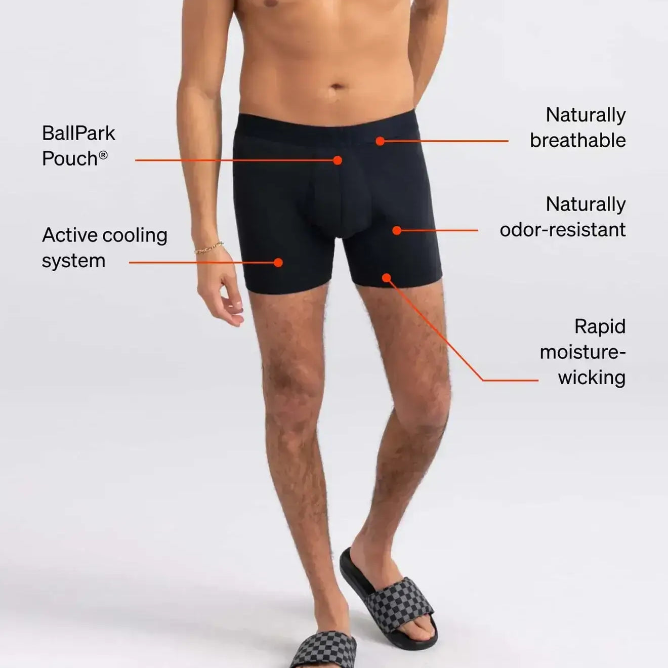 Saxx DropTemp® Cooling Cotton Boxer Brief 5" - Any Way You Slice it - Black