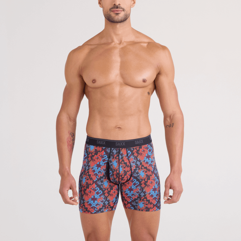 Saxx Underwear Quest Quick Dry Mesh Boxer Brief Fly - Heritage Weave, Multi