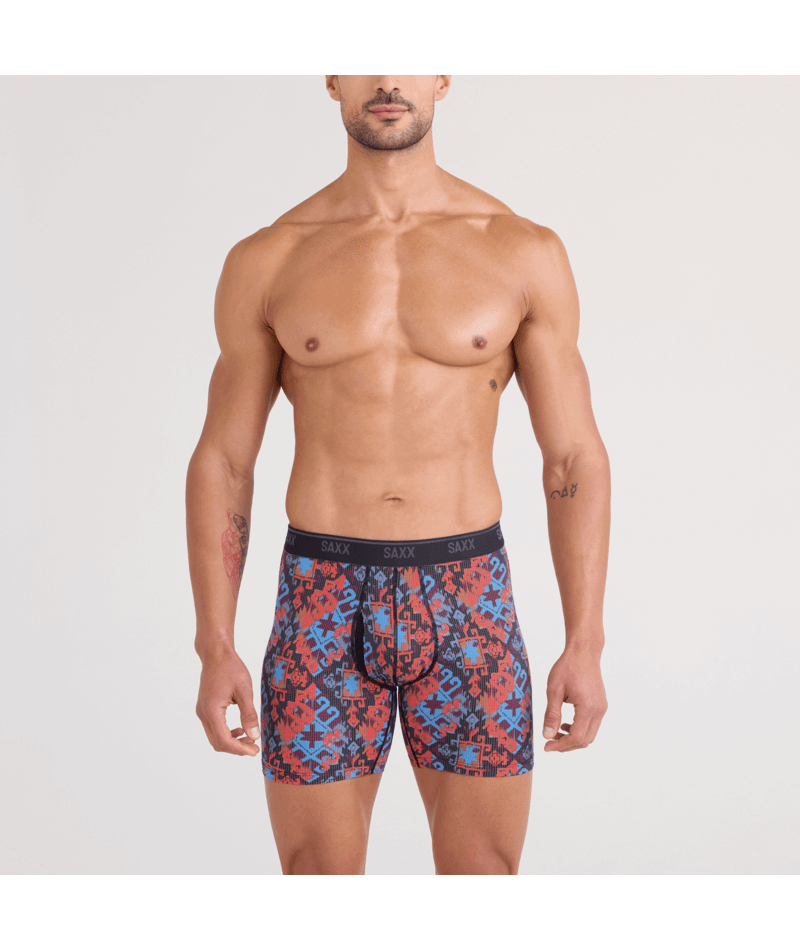 Saxx Underwear Quest Quick Dry Mesh Boxer Brief Fly - Heritage Weave, Multi