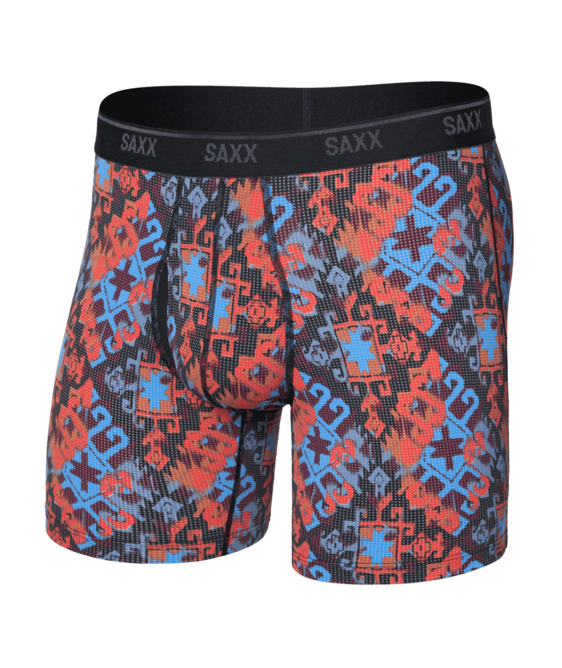 Saxx Underwear Quest Quick Dry Mesh Boxer Brief Fly - Heritage Weave, Multi
