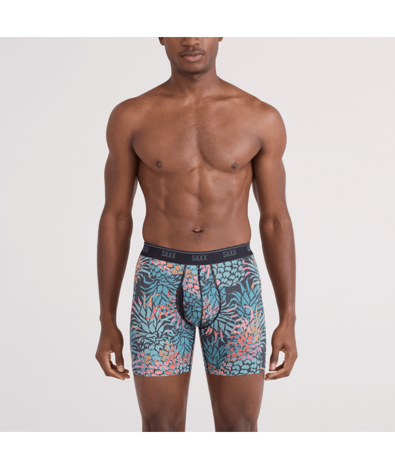 Saxx Underwear Quest Quick Dry Mesh Boxer Brief Fly - Pineapple Patch- Multi