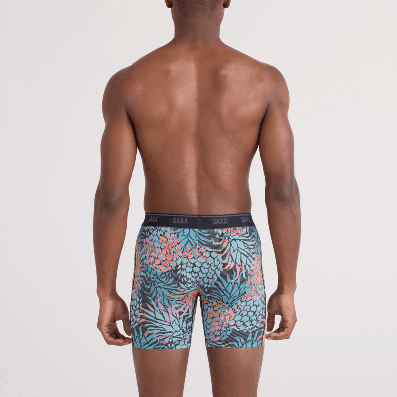 Saxx Underwear Quest Quick Dry Mesh Boxer Brief Fly - Pineapple Patch- Multi