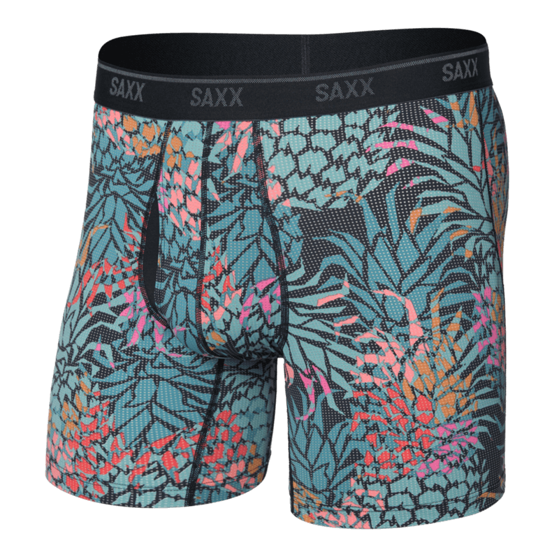 Saxx Underwear Quest Quick Dry Mesh Boxer Brief Fly - Pineapple Patch- Multi