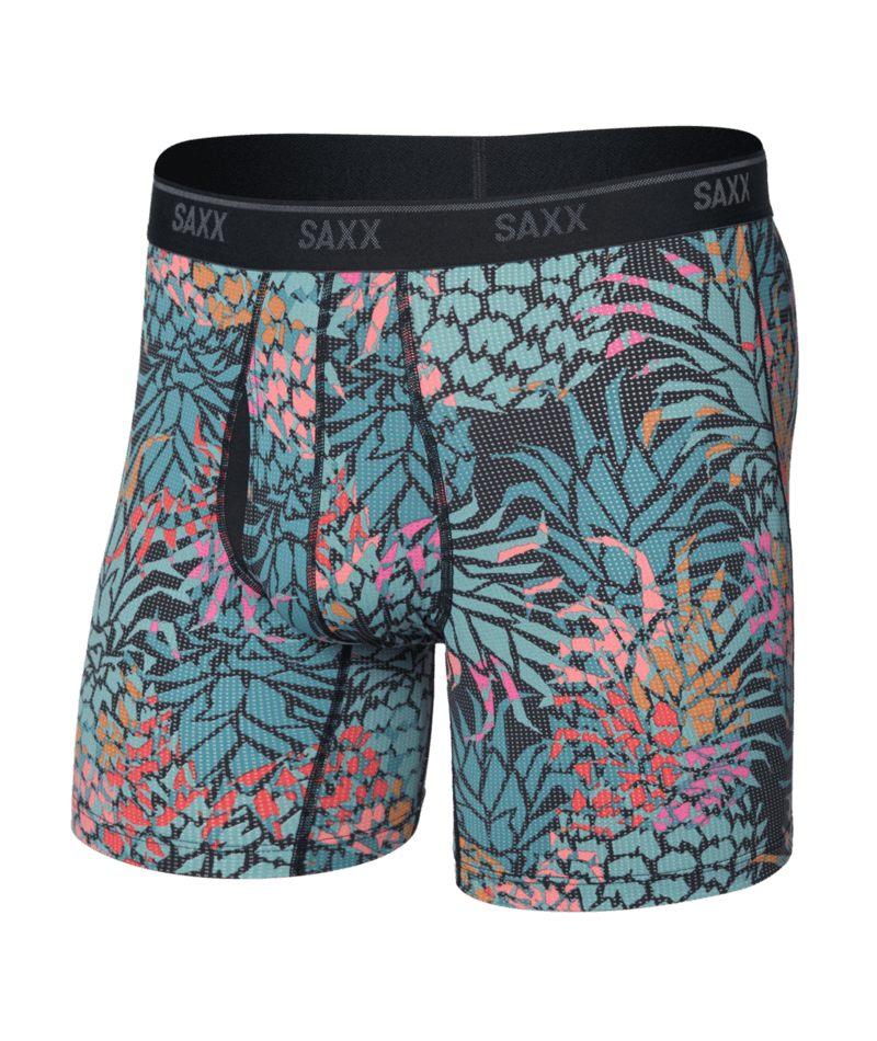 Saxx Underwear Quest Quick Dry Mesh Boxer Brief Fly - Pineapple Patch- Multi