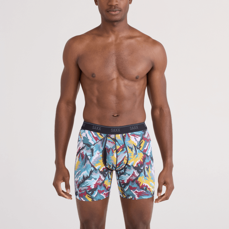 Saxx Underwear Quest Quick Dry Mesh Boxer Brief Fly - Prism Peaks, Multi