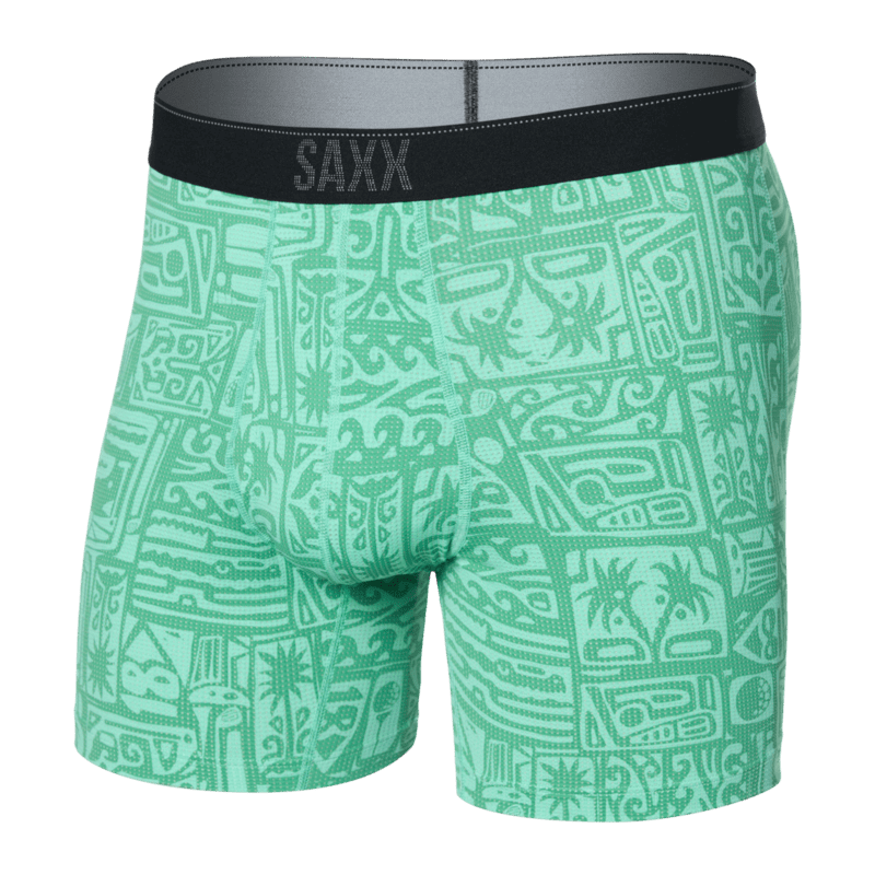 Saxx Underwear Quest Quick Dry Mesh Boxer Brief Fly - Pretty Birdie Green