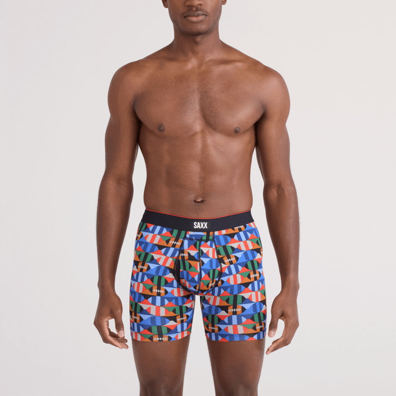 Saxx Multi-Sport Performance Mesh Boxer Brief 6" - Gridiron Check, Multi