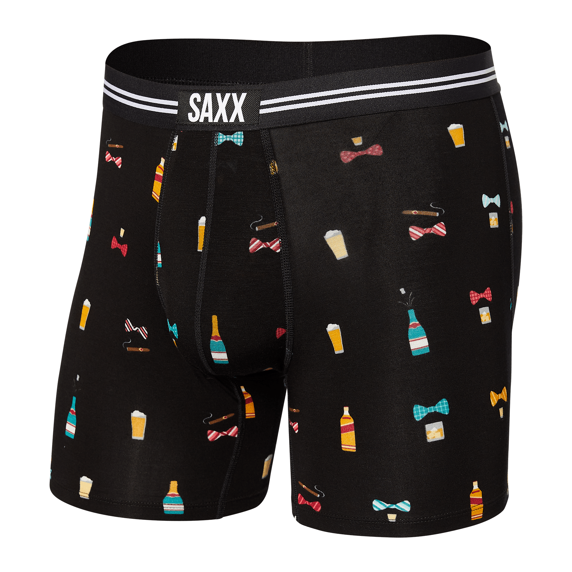 Saxx Vibe Supersoft 1 Pack Boxer Briefs - Black Bowties N Booze