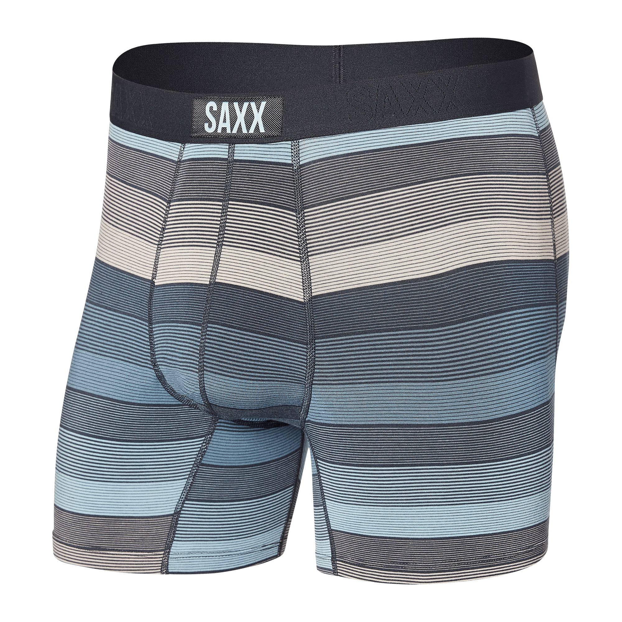 Saxx Vibe Supersoft 1 Pack Boxer Briefs - Hazy Stripe Washed Blue