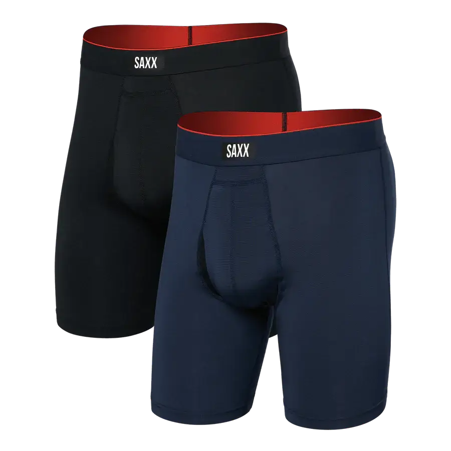 Saxx Underwear 2 Pack Multi-Sport Mesh Performance Long Boxer Brief 8"