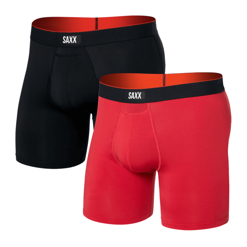 Saxx Underwear Multi-Sport Performance Boxer Brief 6" - Sunset Red / Black