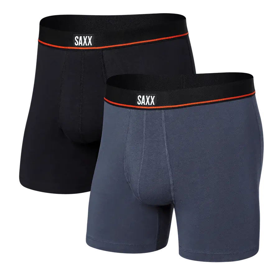 Saxx Underwear Non Stop Stretch Cotton 2 Pack Boxer Briefs - Deep Navy/Black