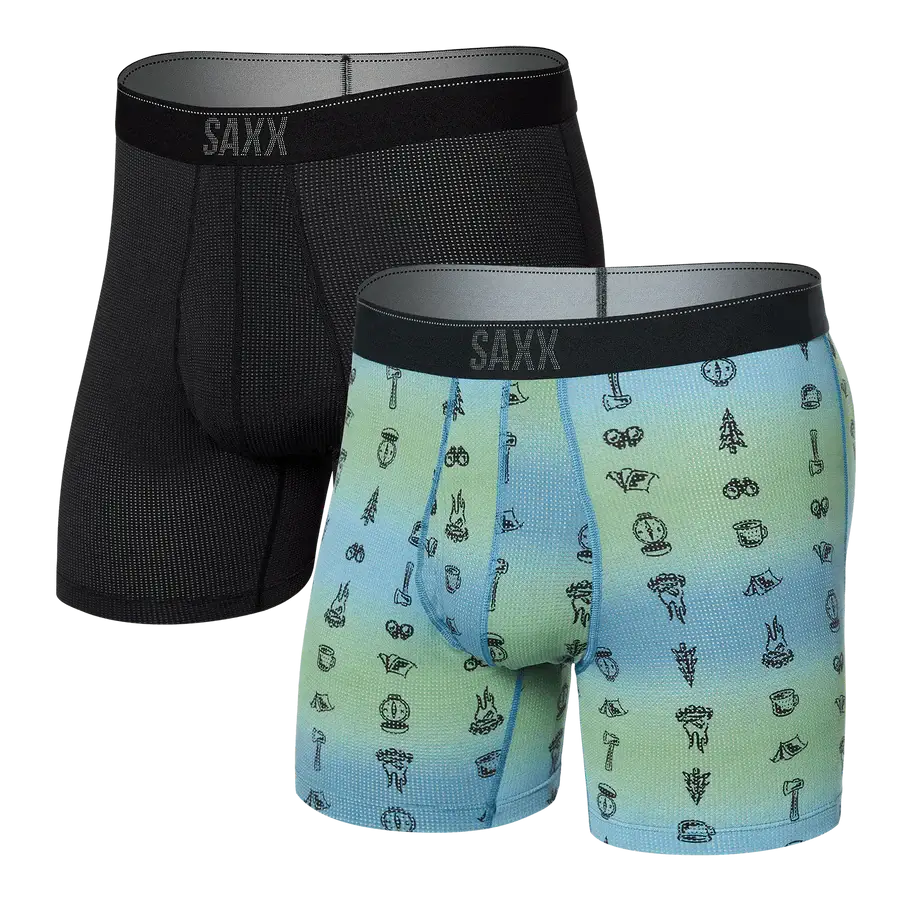 Saxx Quest QDM Boxer Brief Fly 2 Pack - Camp Ombre / Black