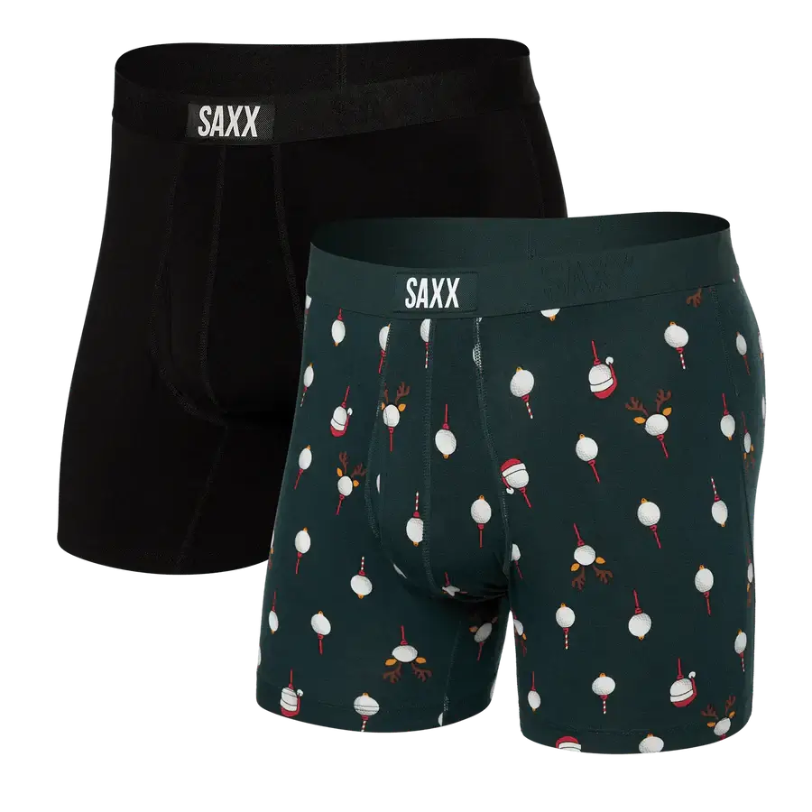 Saxx Ultra Super Soft 2 Pack Boxer Briefs - Christmas Tee / Black