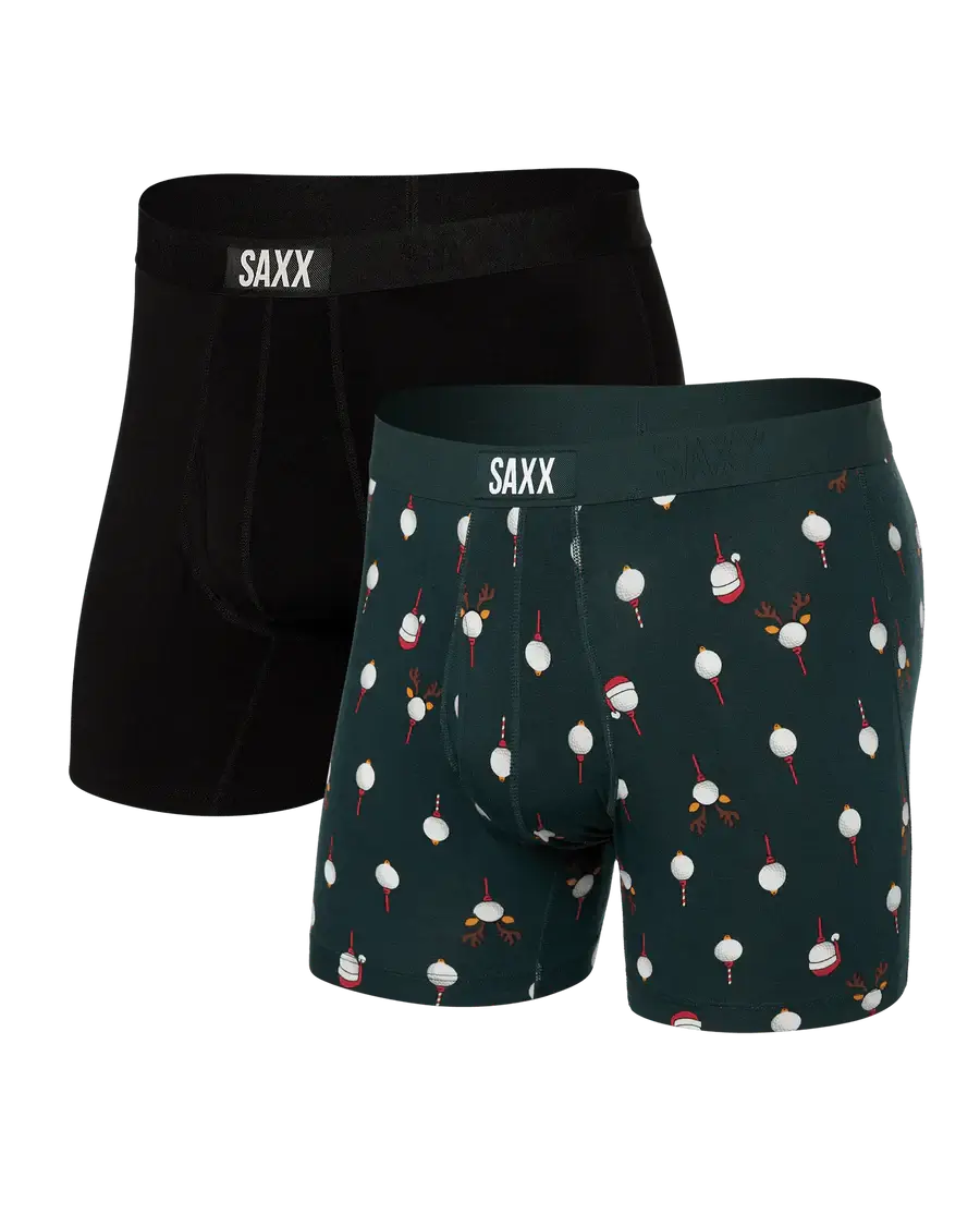 Saxx Ultra Super Soft 2 Pack Boxer Briefs - Christmas Tee / Black