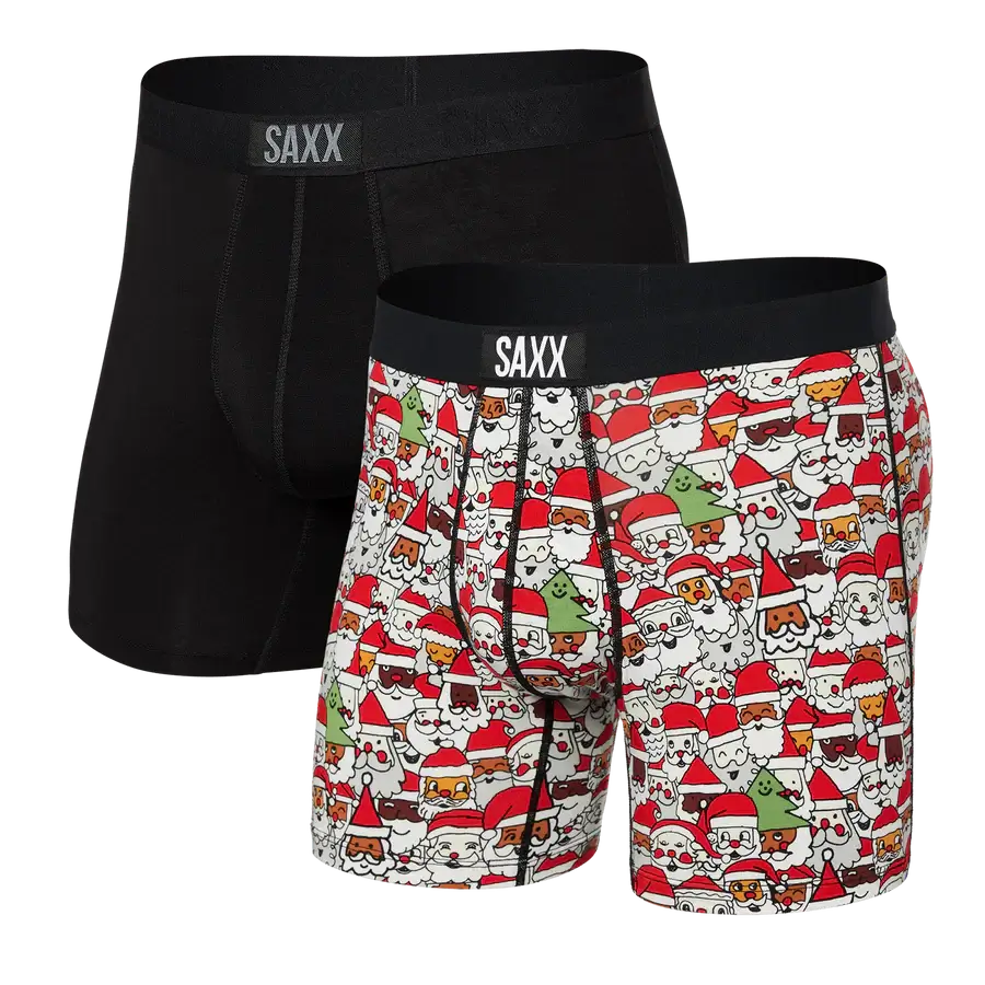Saxx Underwear Vibe Supersoft (2 Pack) Boxer Brief 5" - All Santas / Black