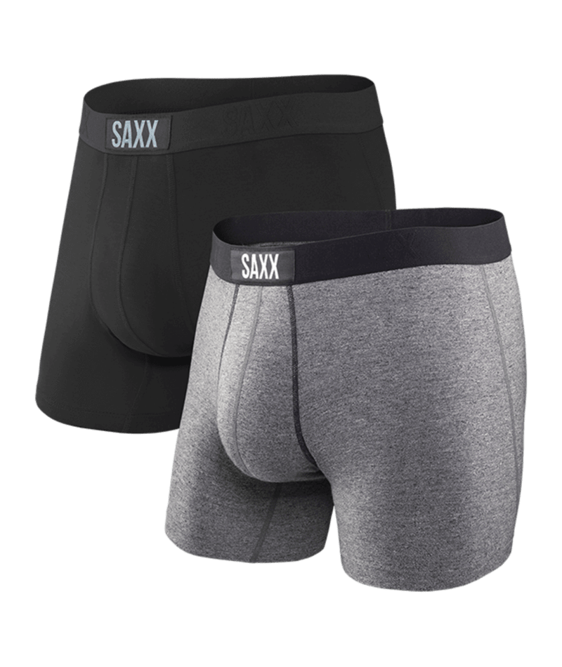 Saxx Underwear Vibe Supersoft 2 Pack Boxer Briefs - Black/Grey