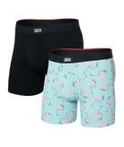 Saxx Underwear Vibe Xtra (2 Pack) Soft Comfort Boxer Brief 6" - Drinko Flamingo / Black