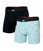 Saxx Underwear Vibe Xtra (2 Pack) Soft Comfort Boxer Brief 6" - Drinko Flamingo / Black