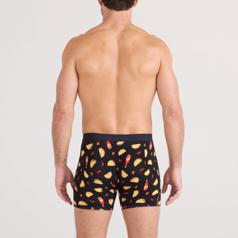 Saxx Underwear Vibe Xtra 2-Pack Soft Comfort Boxer Brief 6" - Flamin Hot / Black